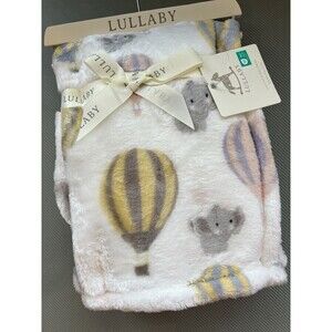 Lullaby Hot Air Balloon Elephant Plush Baby Blanket New Pink Blue Yellow Stripes